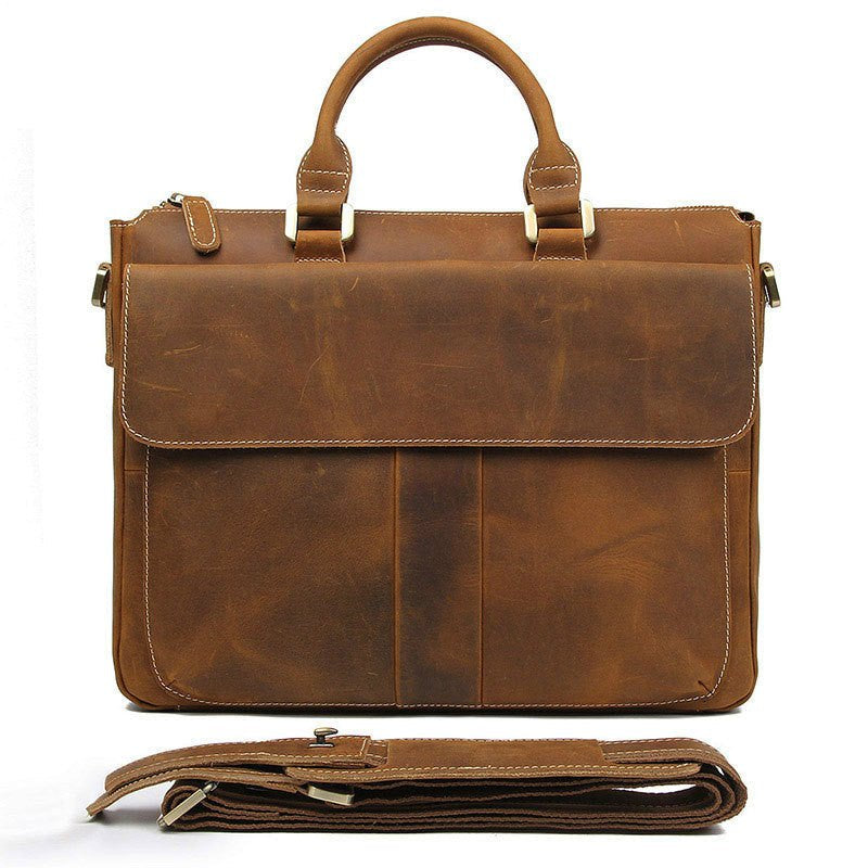 Retro Leather Crossbody Messenger Briefcase Shoulder Bag For Men - Weriion