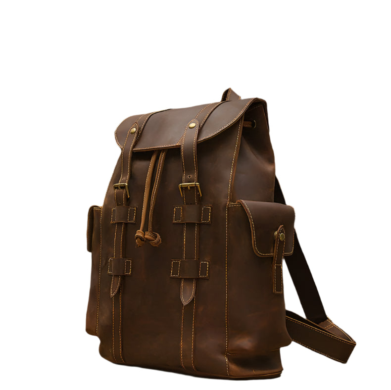Retro Men's Leather Backpack Casual Bag - Weriion