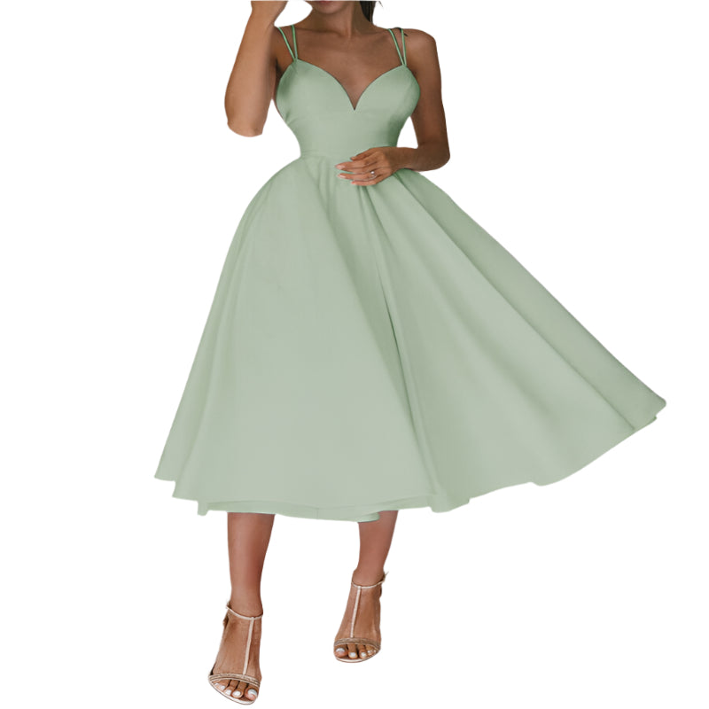 Sexy V - Neck Suspender Dress Summer Fashion A - Line Long Dress For Women - Weriion