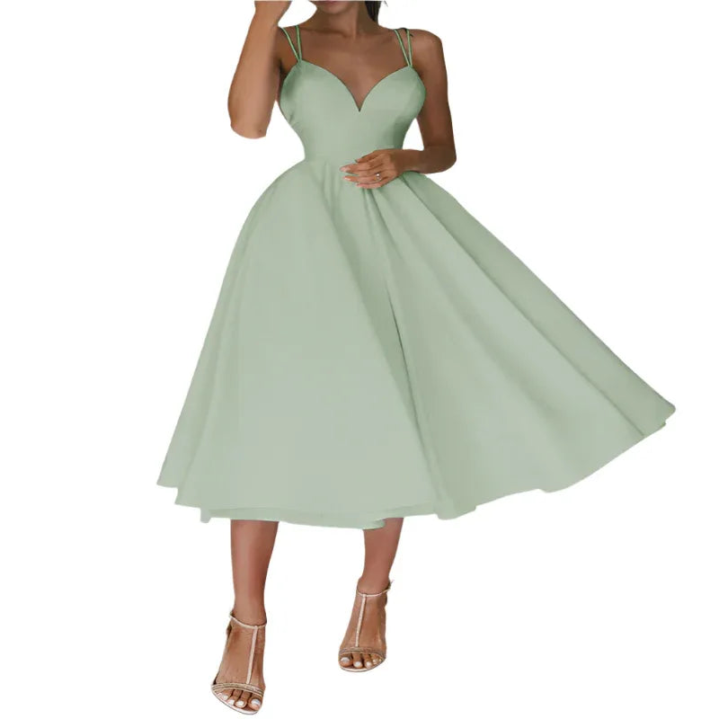 Sexy V - Neck Suspender Dress Summer Fashion A - Line Long Dress For Women - Weriion