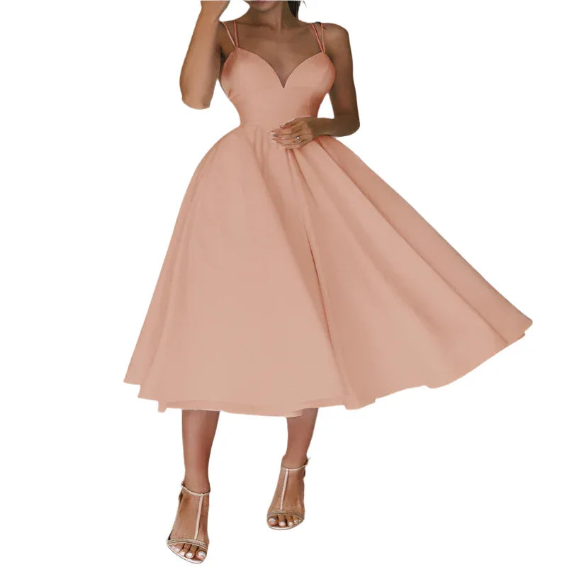 Sexy V - Neck Suspender Dress Summer Fashion A - Line Long Dress For Women - Weriion