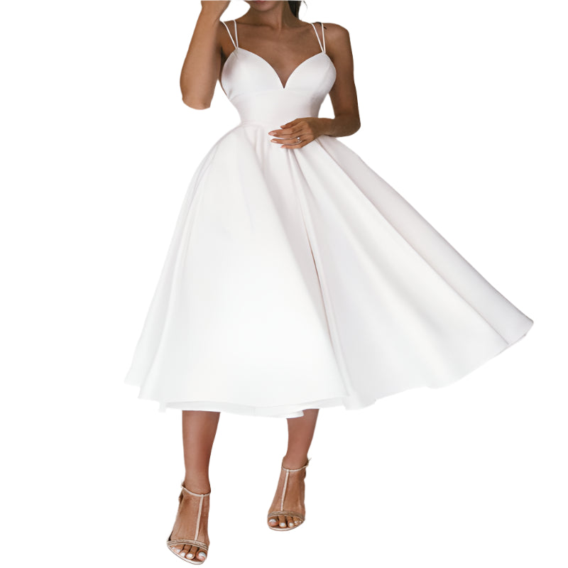 Sexy V - Neck Suspender Dress Summer Fashion A - Line Long Dress For Women - Weriion