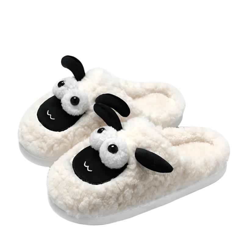 Simple Warm Slip - on Cotton Unisex Lamb Slippers - Weriion