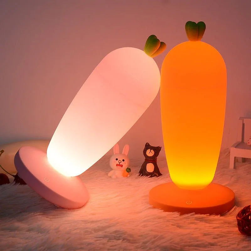 Small Table Night Lamp Creative Cartoon Carrot USB Rechargeable Desk Lamp - Weriion