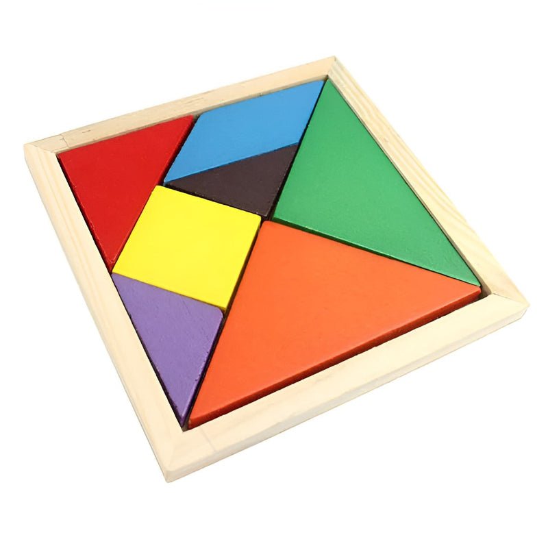 Small Tangram Colored Wooden Building Blocks Shape Cognitive Jigsaw Puzzle Educational Toy - Weriion