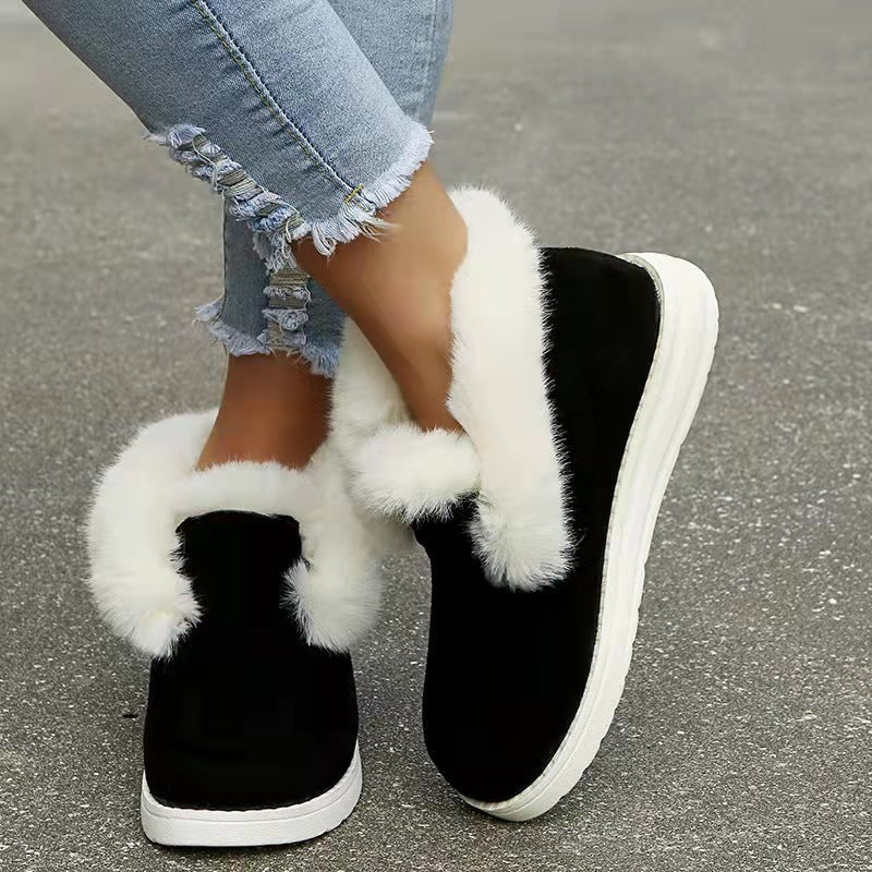 Snow Warm Winter Shoes Plush Fur Ankle Boots For Women - Weriion
