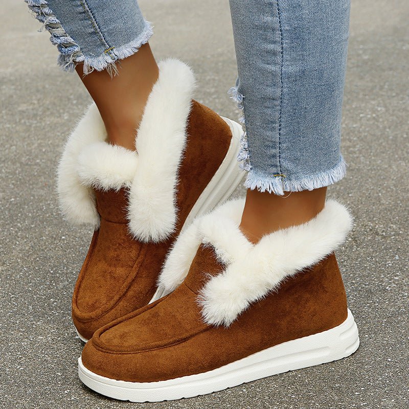 Snow Warm Winter Shoes Plush Fur Ankle Boots For Women - Weriion