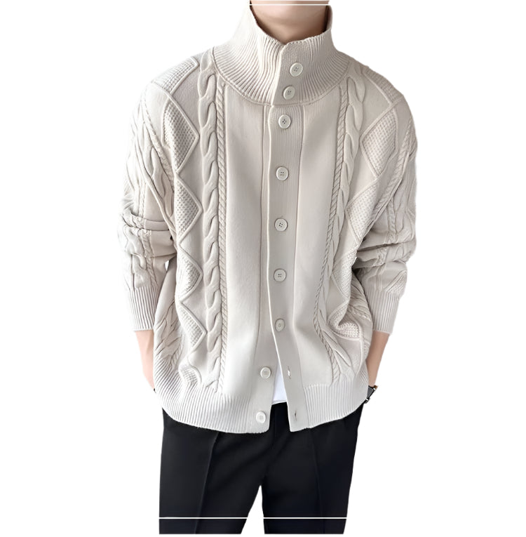 Solid Color Loose Fit Knitted Men's Sweater - Weriion