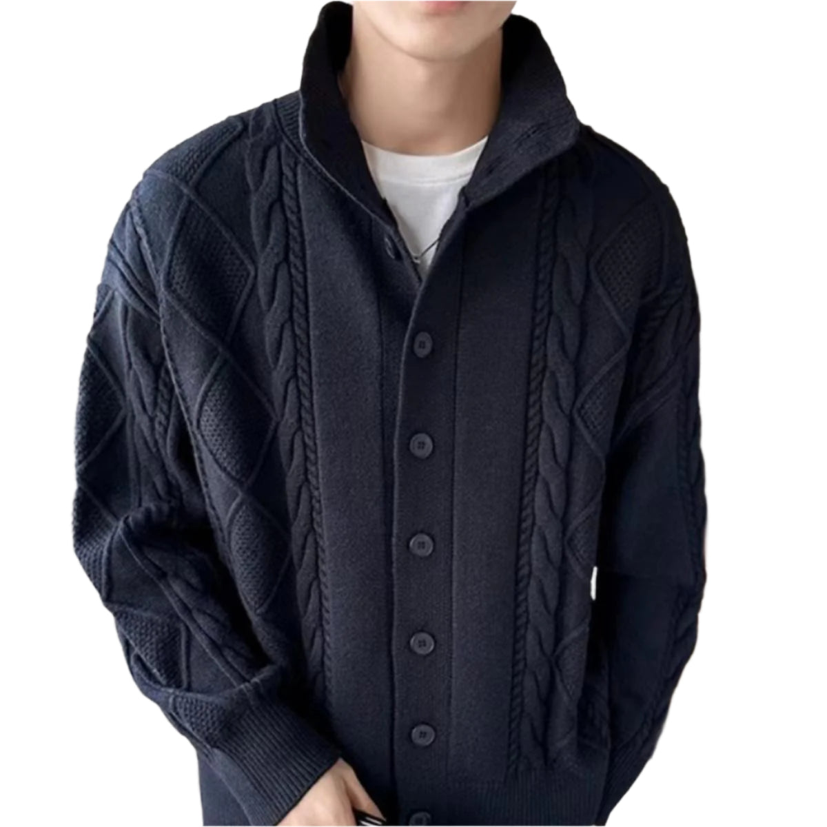 Solid Color Loose Fit Knitted Men's Sweater - Weriion