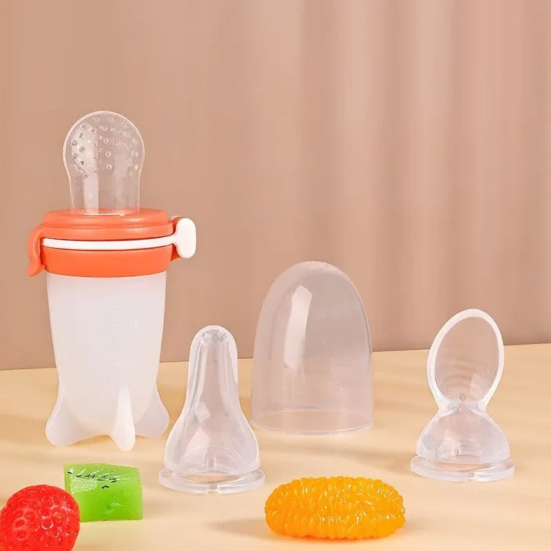 Solid Silicone Squeeze Feeding Milk Bottle - Weriion