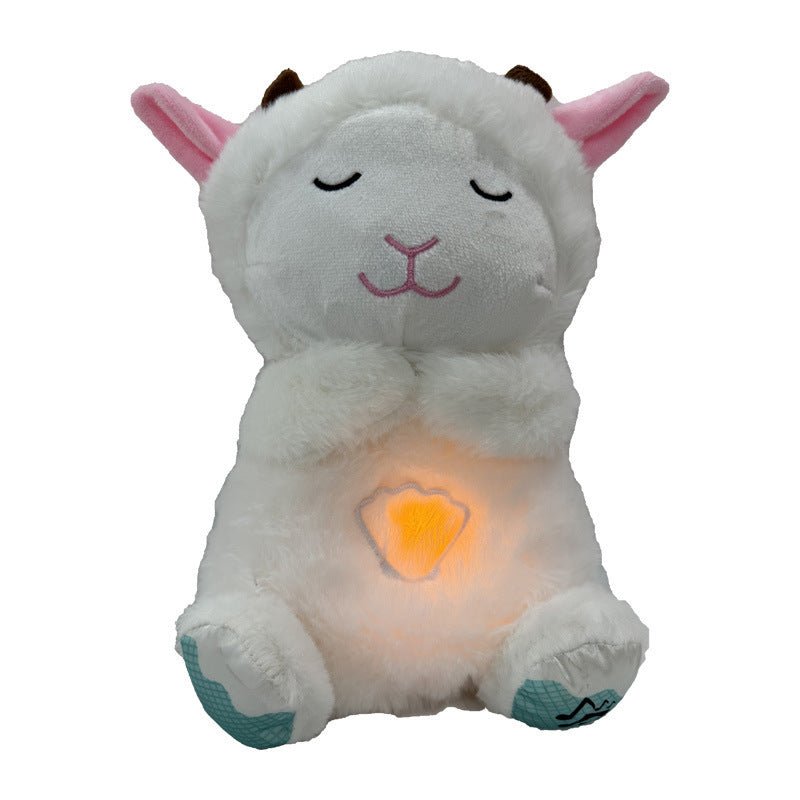 Soothing Glowing Music Playing Sleeping Lamb Stuffed Animals Plush Toy Dolls - Weriion