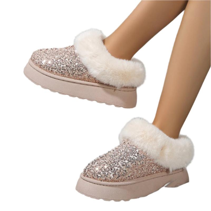 Sparkling Indoor Outdoor Casual Warm Comfortable Thick - Soled Plush Slippers For Women - Weriion