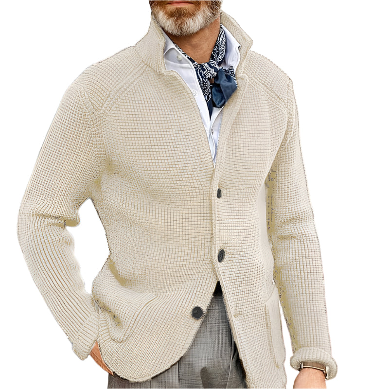 Stand Up Collar Cardigan Men Knitted Sweaters - Weriion