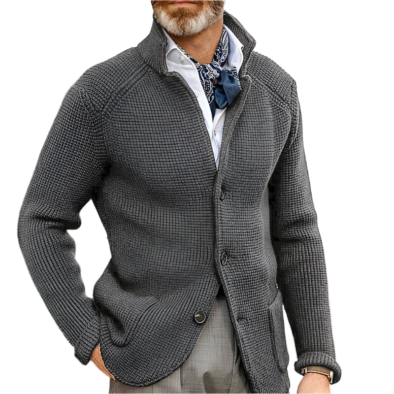 Stand Up Collar Cardigan Men Knitted Sweaters - Weriion