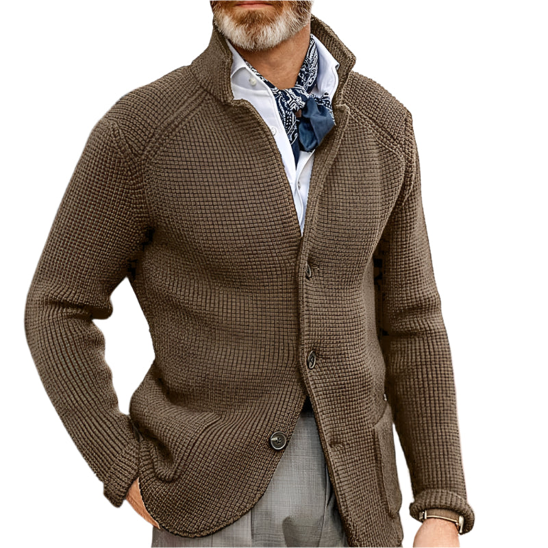 Stand Up Collar Cardigan Men Knitted Sweaters - Weriion