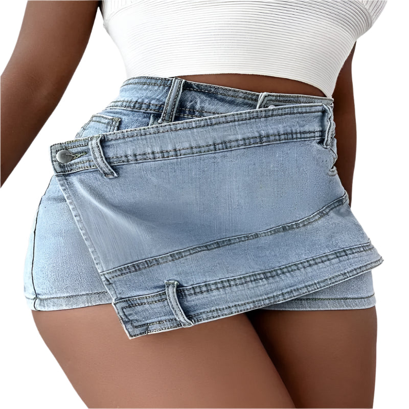 Street Vintage Asymmetrical Denim Fabric Skirts - Weriion