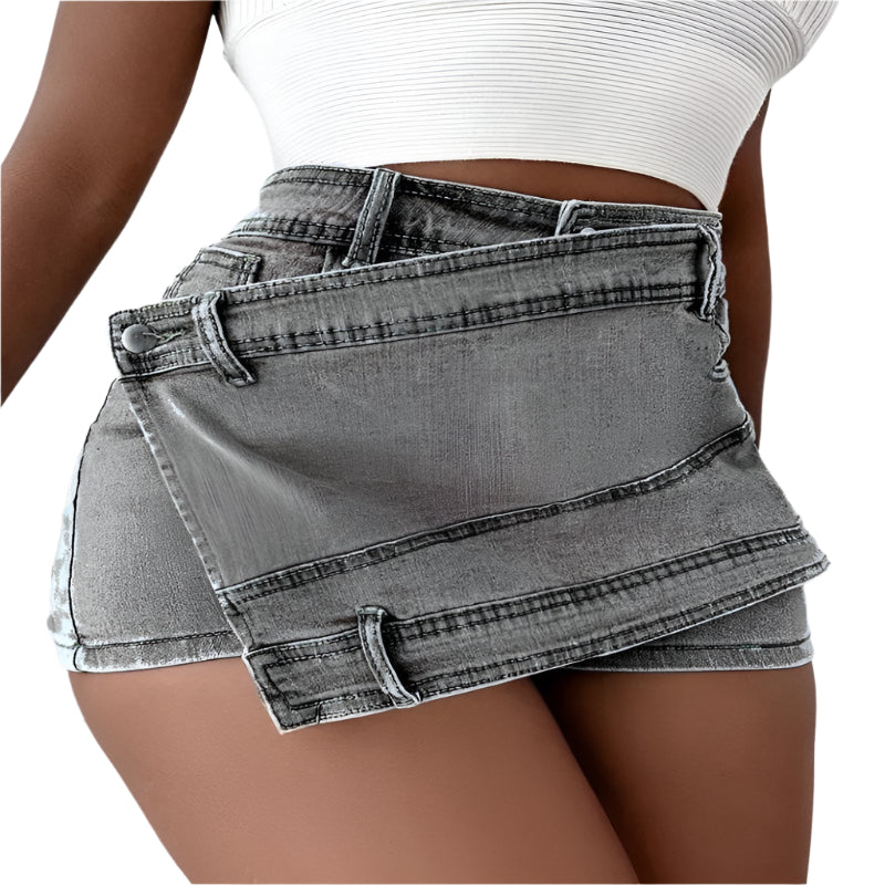 Street Vintage Asymmetrical Denim Fabric Skirts - Weriion