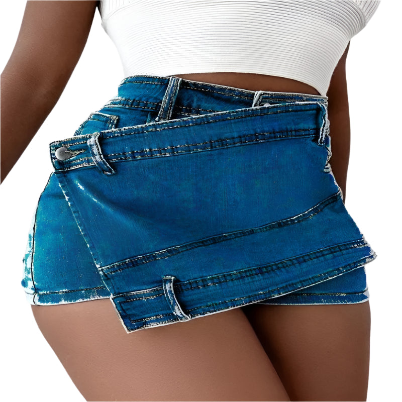 Street Vintage Asymmetrical Denim Fabric Skirts - Weriion