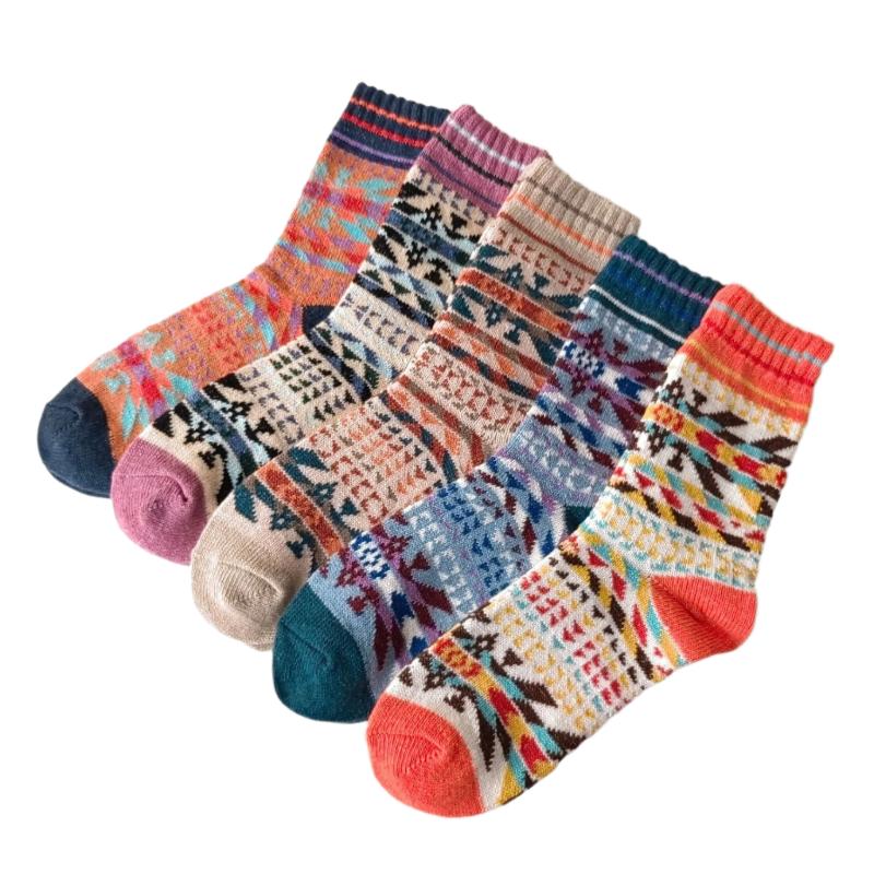 Thick Knitted Winter Wool Socks With Medium Tube - Weriion