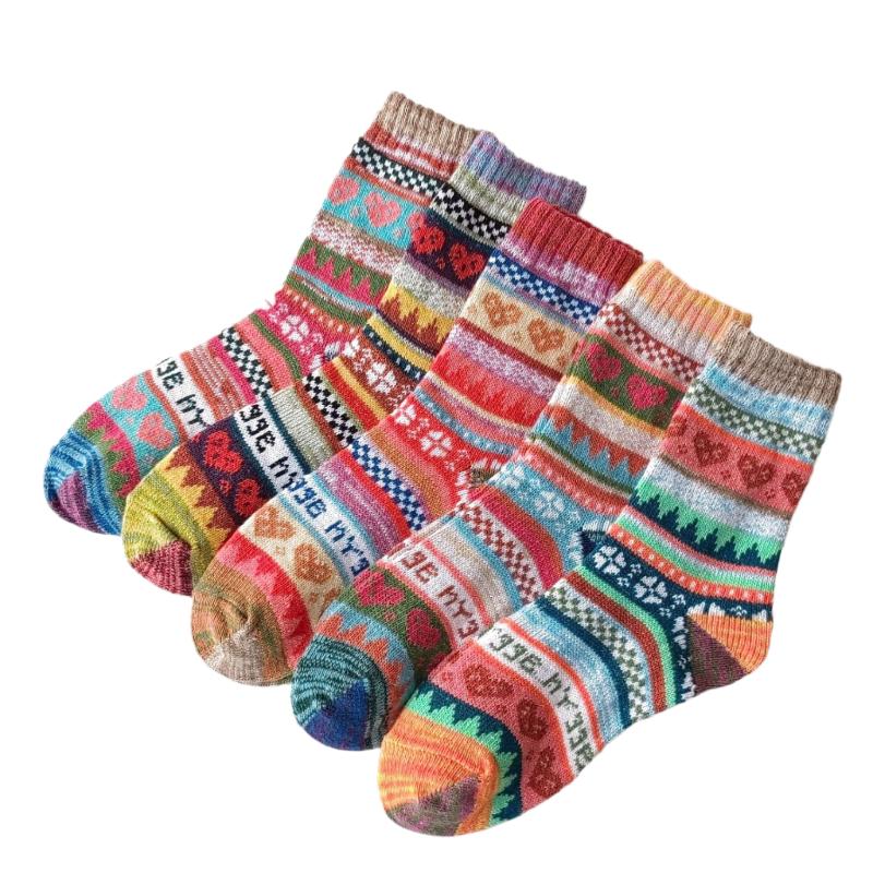 Thick Knitted Winter Wool Socks With Medium Tube - Weriion