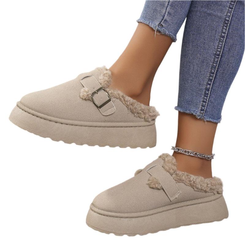 Thick - Soled Winter Indoor & Outdoor Women's Slippers With Buckle - Weriion
