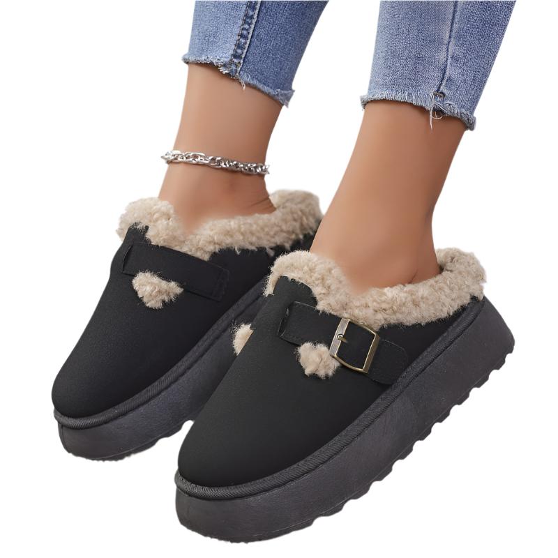 Thick - Soled Winter Indoor & Outdoor Women's Slippers With Buckle - Weriion