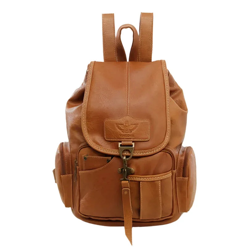 Unisex Large Capacity Leather Backpack With Eagle Symbol - Weriion