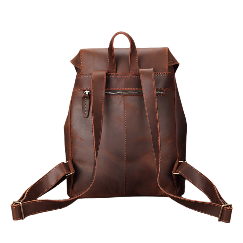 Unisex Leather Large Capacity Leisure Travel Bag Backpack - Weriion