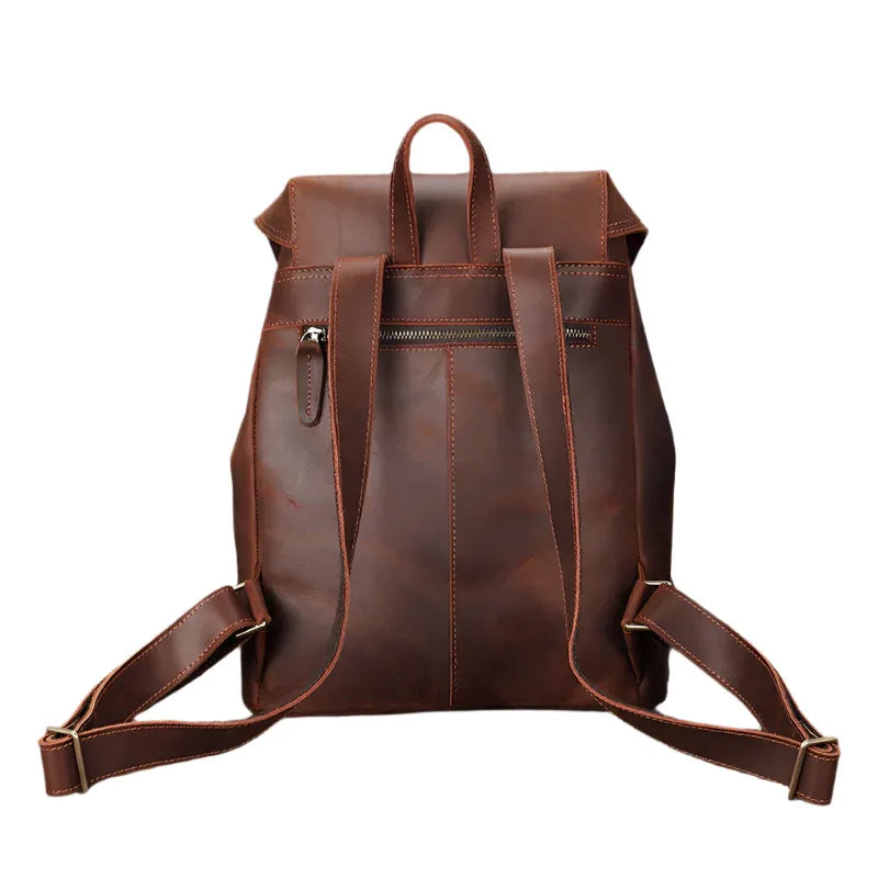 Unisex Leather Large Capacity Leisure Travel Bag Backpack - Weriion