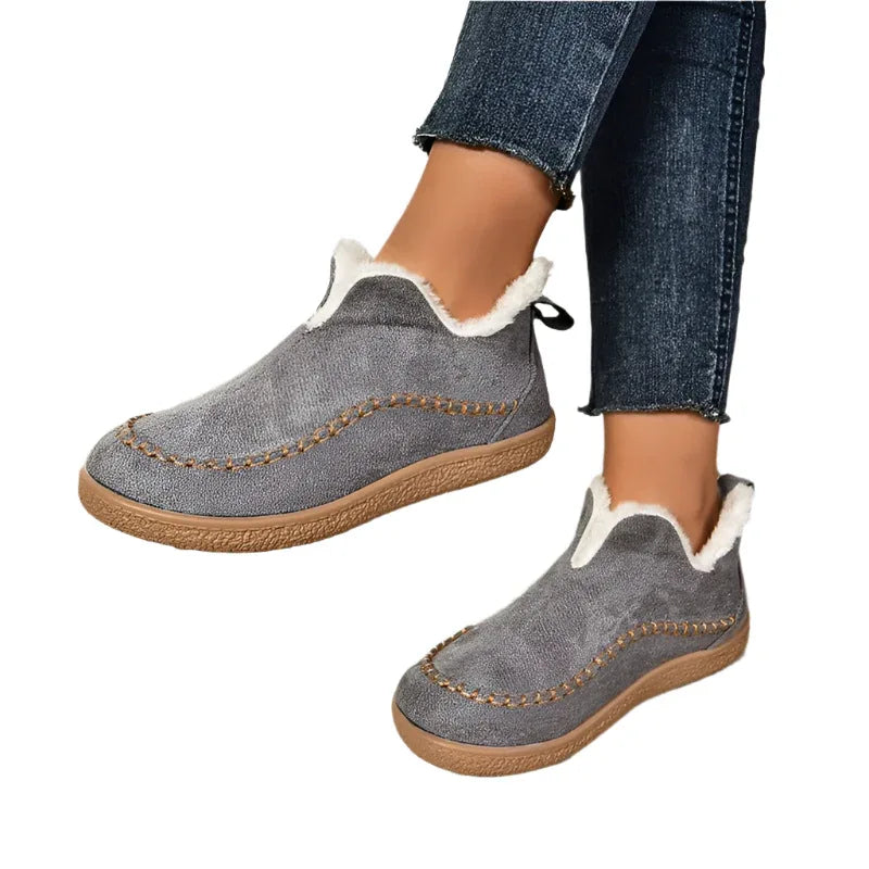 V - Cut Winter Snow Plush Ankle Boots For Women - Weriion