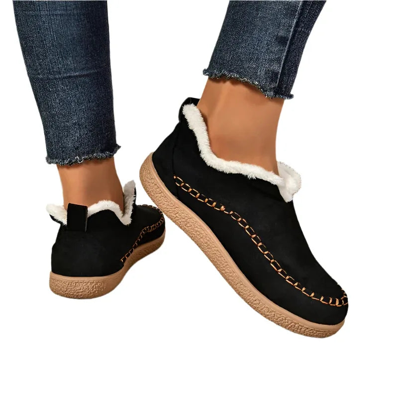V - Cut Winter Snow Plush Ankle Boots For Women - Weriion