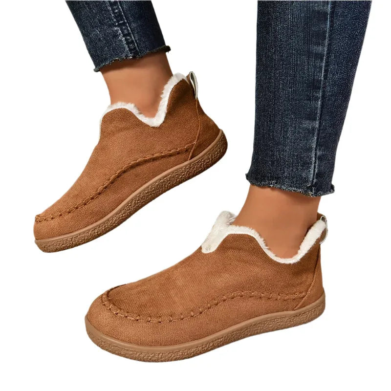 V - Cut Winter Snow Plush Ankle Boots For Women - Weriion