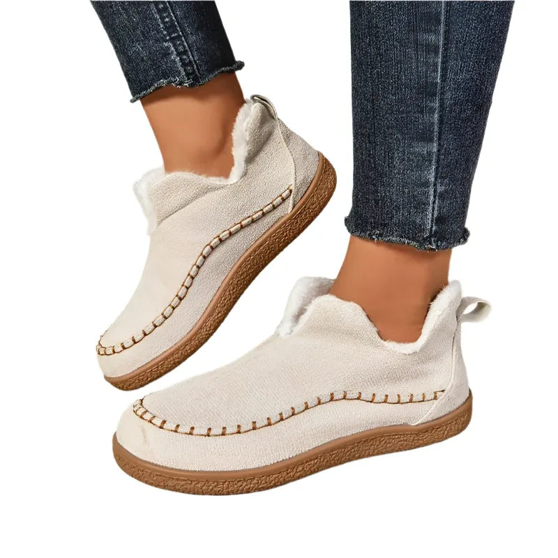 V - Cut Winter Snow Plush Ankle Boots For Women - Weriion