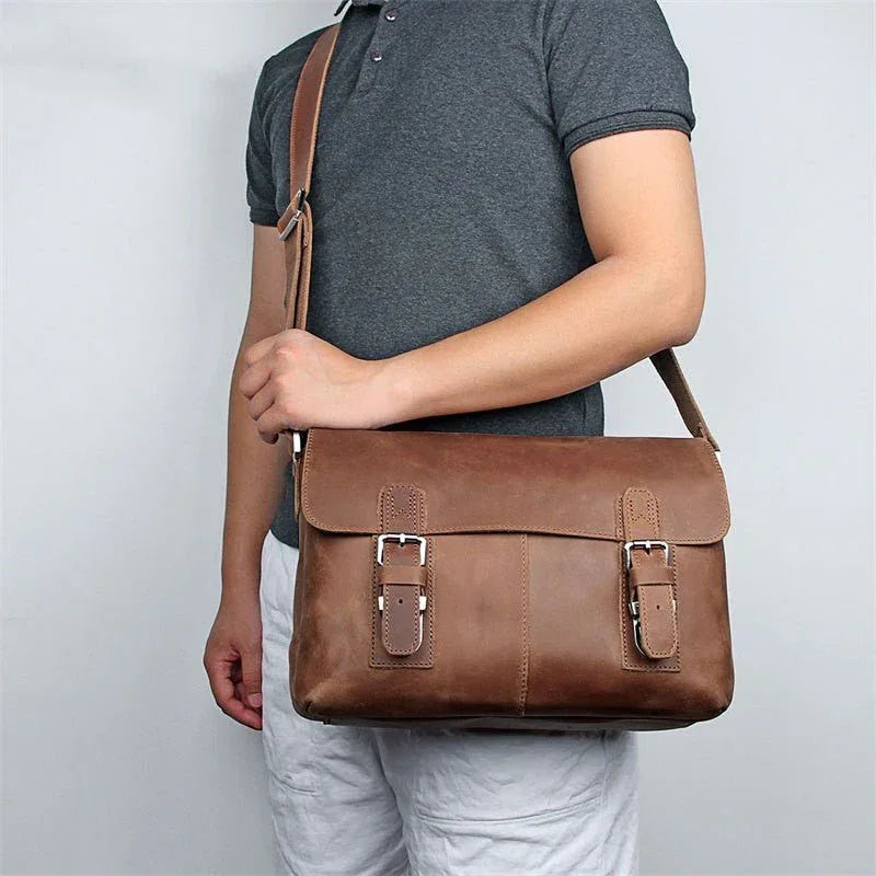 Vintage Leather Crossbody Shoulder Bag For Men - Weriion