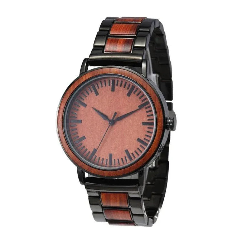 Waterproof Business Wood & Stainless Steel Quartz Watch - Weriion