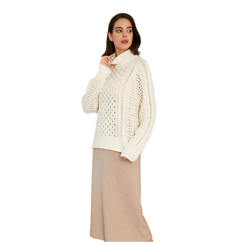 Women's Breathable Turtleneck Merino Wool Sweater - Weriion