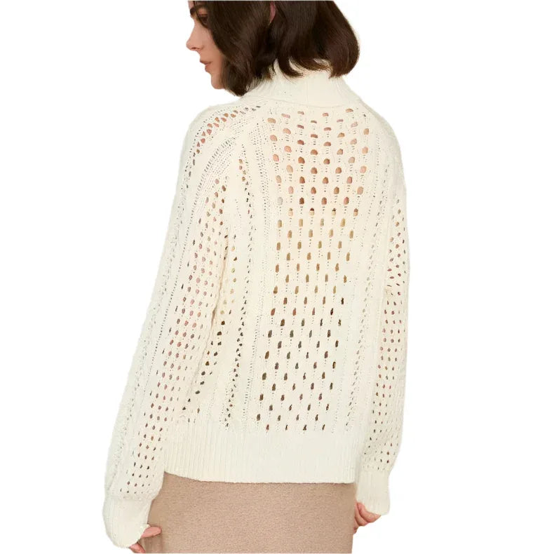 Women's Breathable Turtleneck Merino Wool Sweater - Weriion