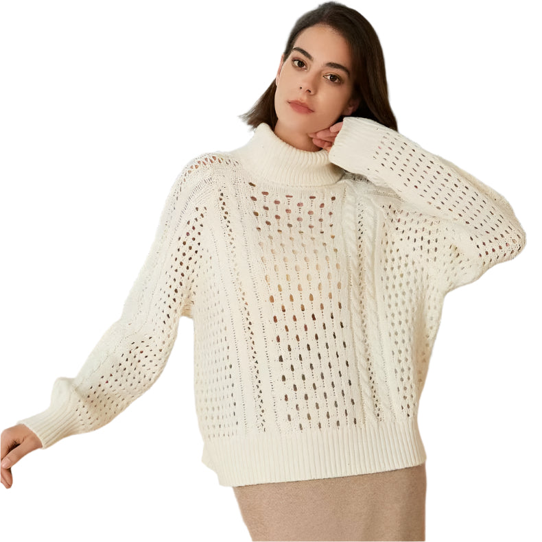 Women's Breathable Turtleneck Merino Wool Sweater - Weriion