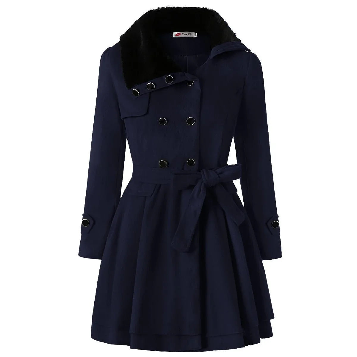 Women's Clothing Slim - Fit Mid - Length Double - Breasted Padded Polyester Coat - Weriion