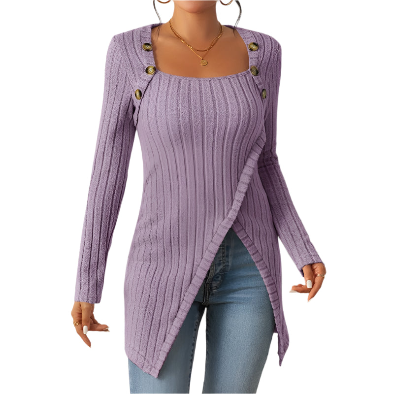 Women's Comfortable Side Slit Long Sweater - Weriion
