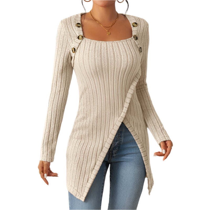 Women's Comfortable Side Slit Long Sweater - Weriion