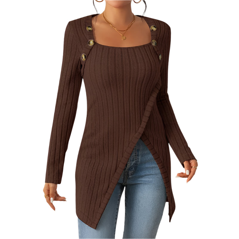 Women's Comfortable Side Slit Long Sweater - Weriion
