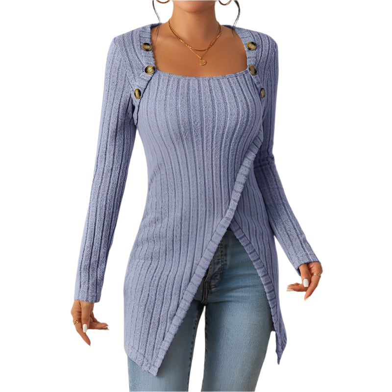 Women's Comfortable Side Slit Long Sweater - Weriion