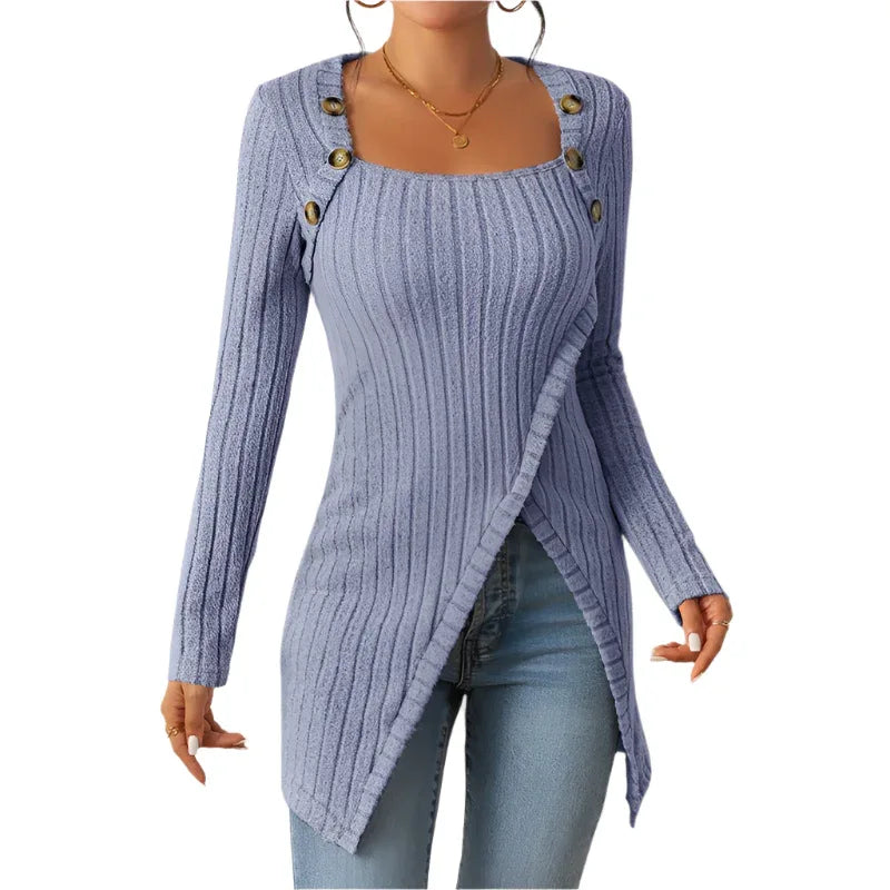 Women's Comfortable Side Slit Long Sweater - Weriion