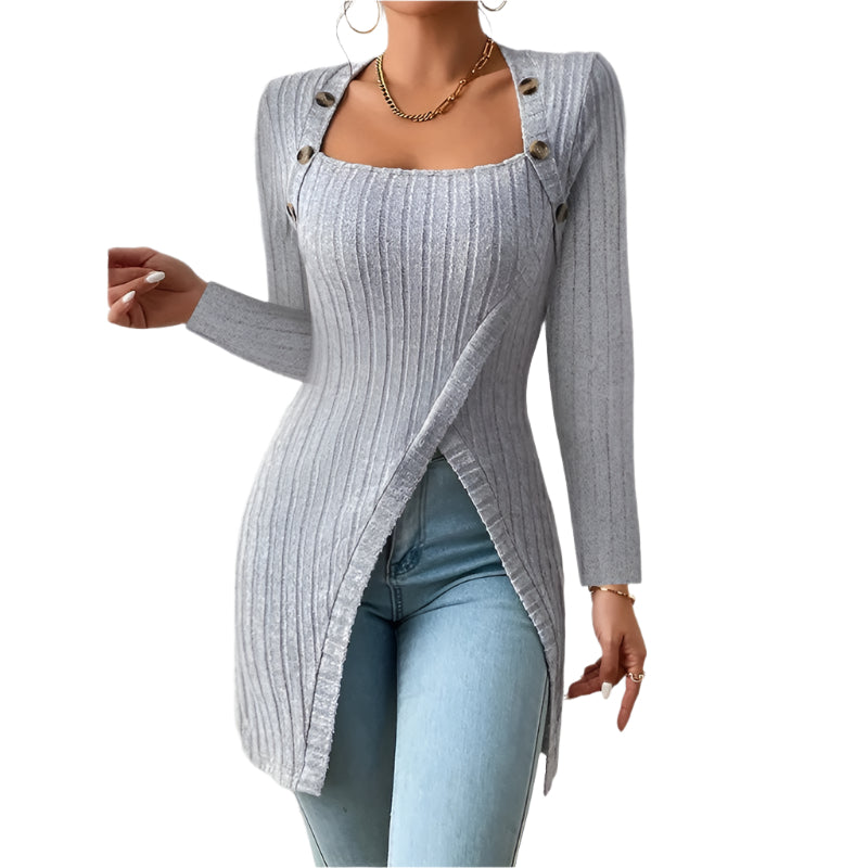 Women's Comfortable Side Slit Long Sweater - Weriion