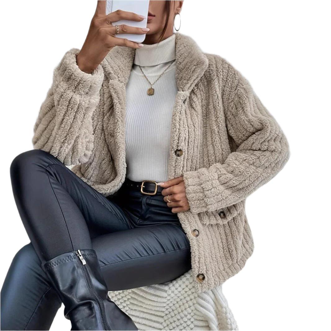 Women's Double - Sided Velvet Button Cardigan Casual Coat - Weriion