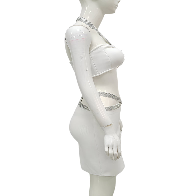 Women's Fashion Two - Piece Fitted Bandage Crop Top & Skirt - Weriion