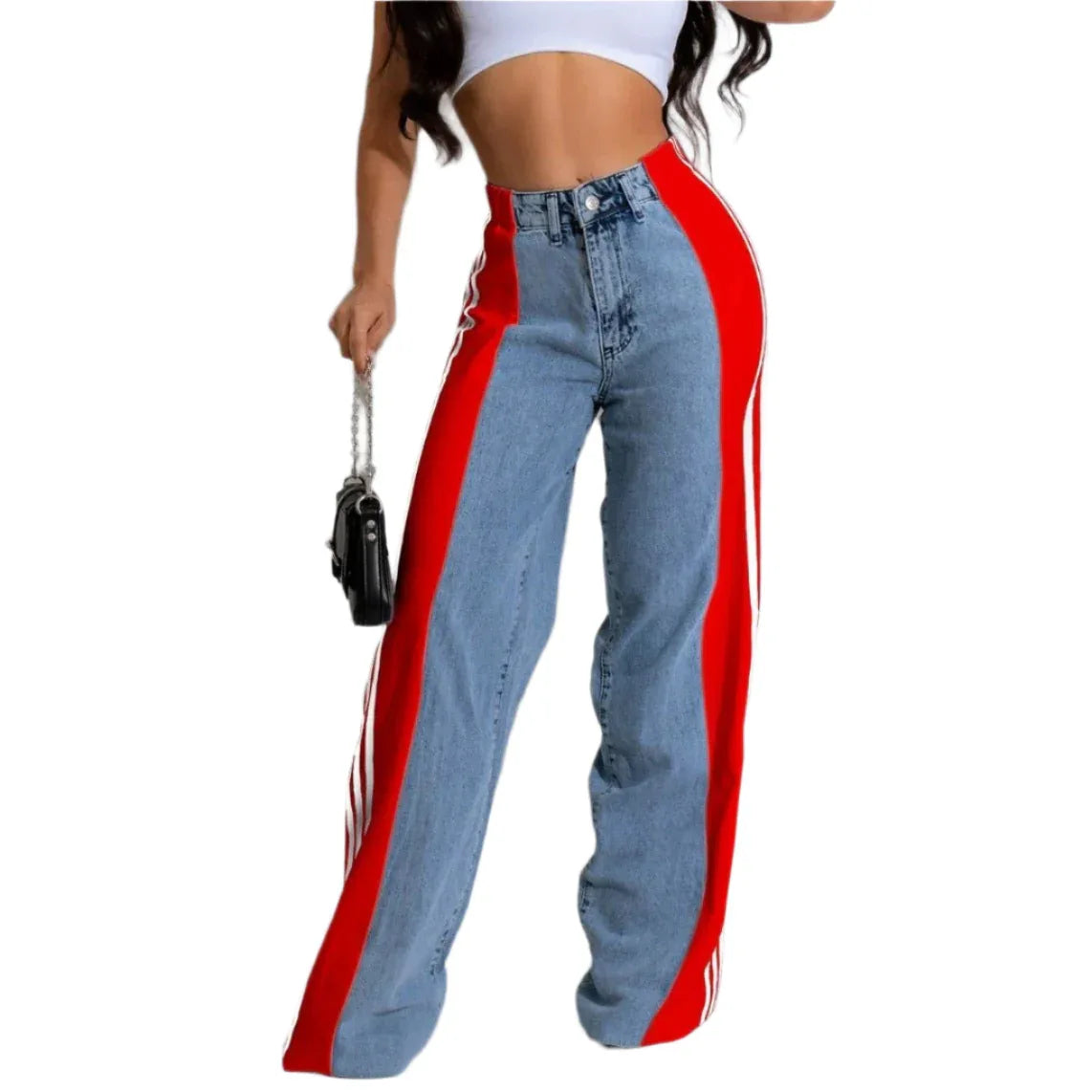 Women's Fashionable High Waist Jeans Pants - Weriion