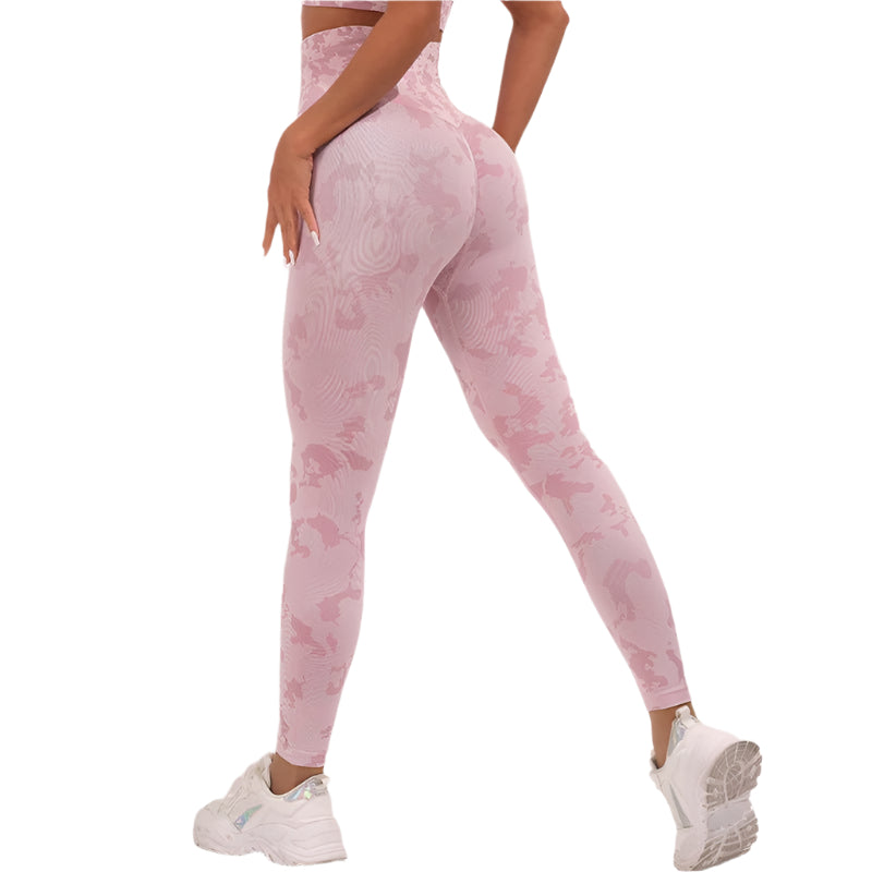Women's Fitness Camouflage Yoga Pants High Waist Seamless Leggings Butt Lift Tights Gym Exercise Clothing - Weriion