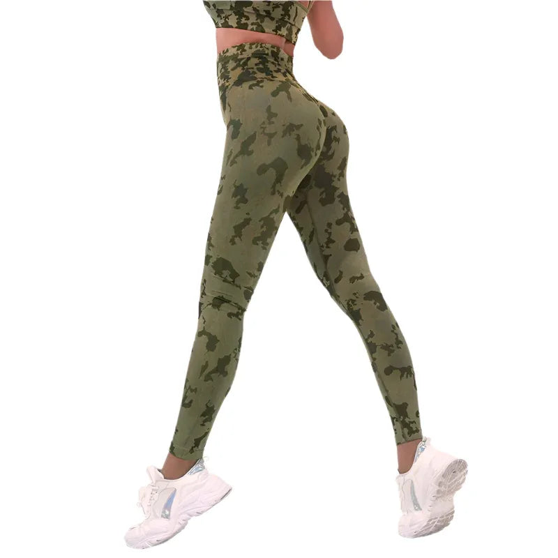 Women's Fitness Camouflage Yoga Pants High Waist Seamless Leggings Butt Lift Tights Gym Exercise Clothing - Weriion